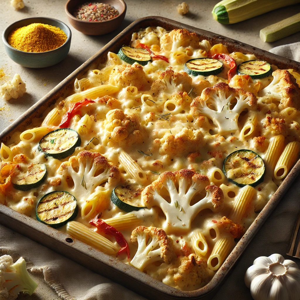 Pasta al Forno con Cavolfiore, Verdure Grigliate, Besciamella e Lievito Alimentare