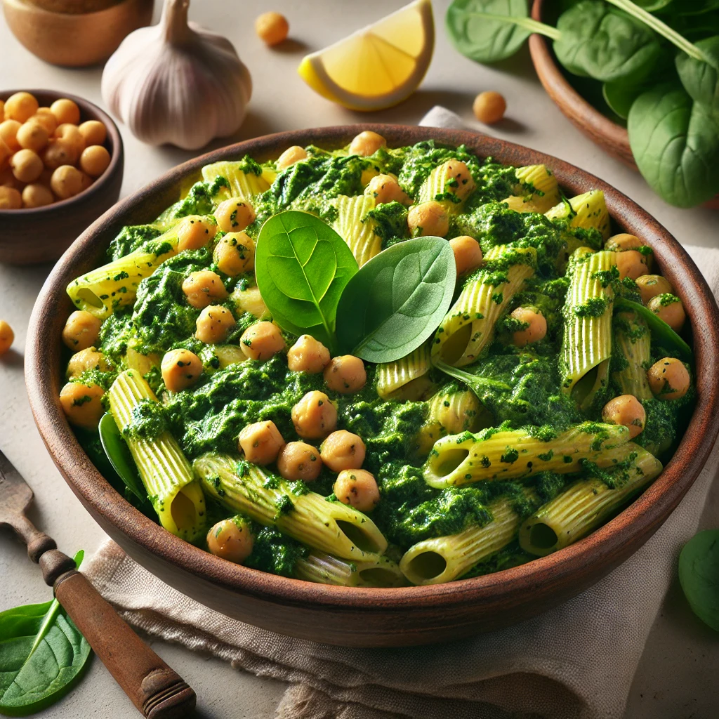 Pasta al Pesto di Ceci e Spinaci