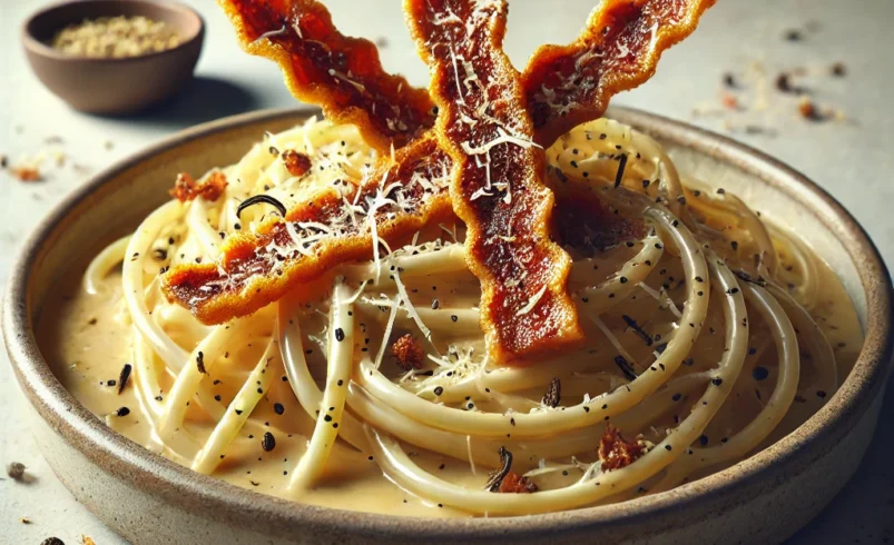Spaghetti Cacio e Pepe con Seitan Croccante