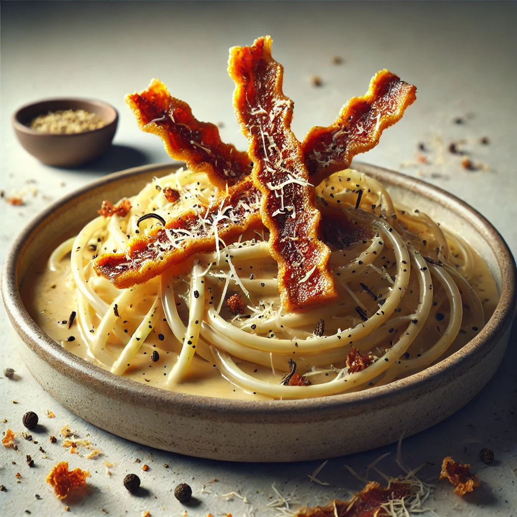 Spaghetti Cacio e Pepe con Seitan Croccante