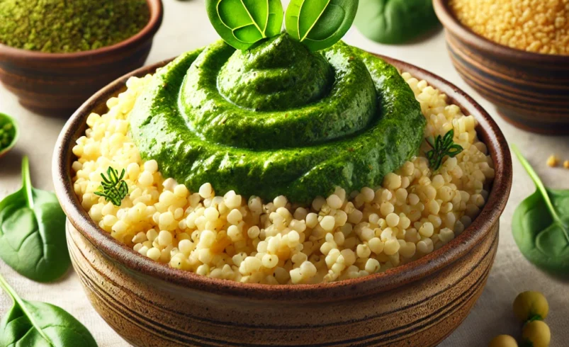 Miglio con crema di lupini e spinaci