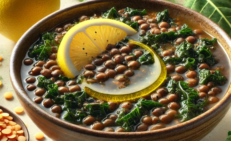 Zuppa di Cavolo Nero e Lenticchie con Olio al Limone