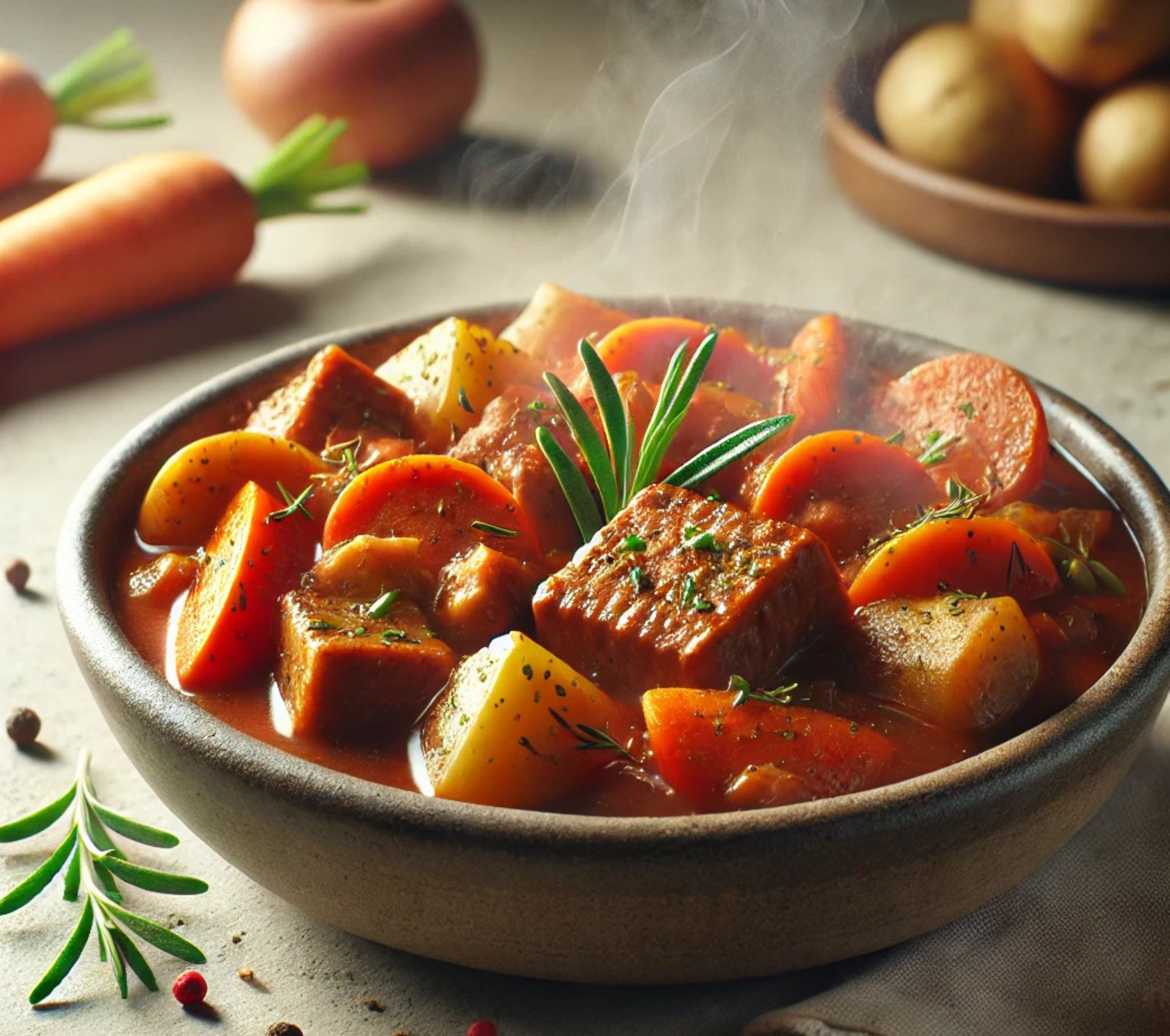 Spezzatino di Seitan con Verdure Stufate