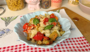 Bocconcini di soia ai peperoni con salsa cremosa al latte