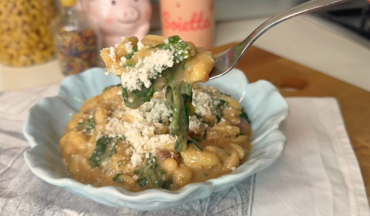 Gnocchetti sardi cremosi ai pomodori secchi, fagioli e spinaci