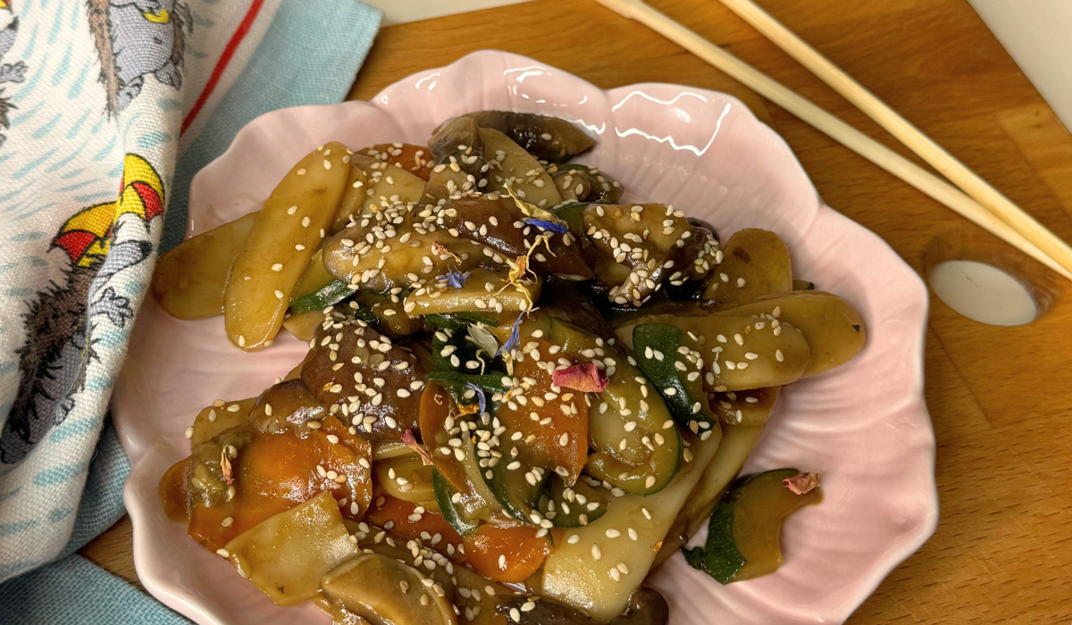 Gnocchi di riso cinesi alle verdure e shiitake