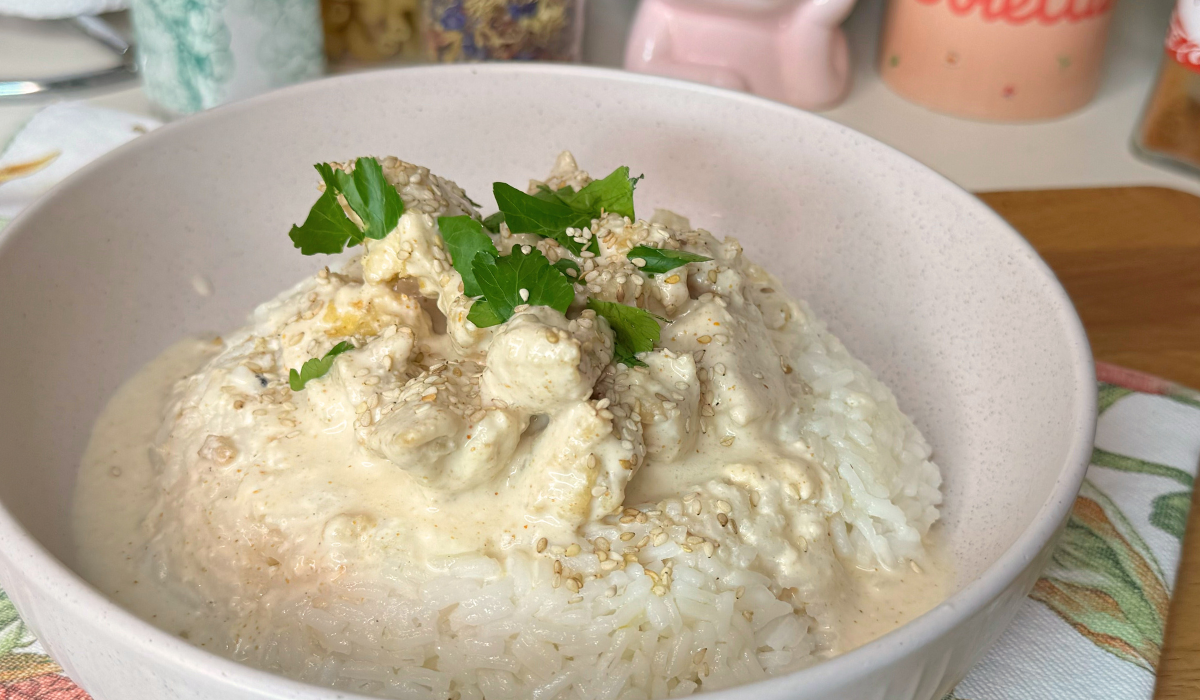 Tofu al latte di cocco con riso e limone